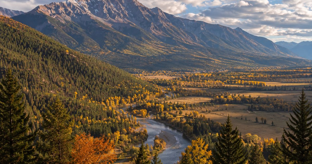 Montana Bitterroot Valley with forested slopes and mountain backdrop