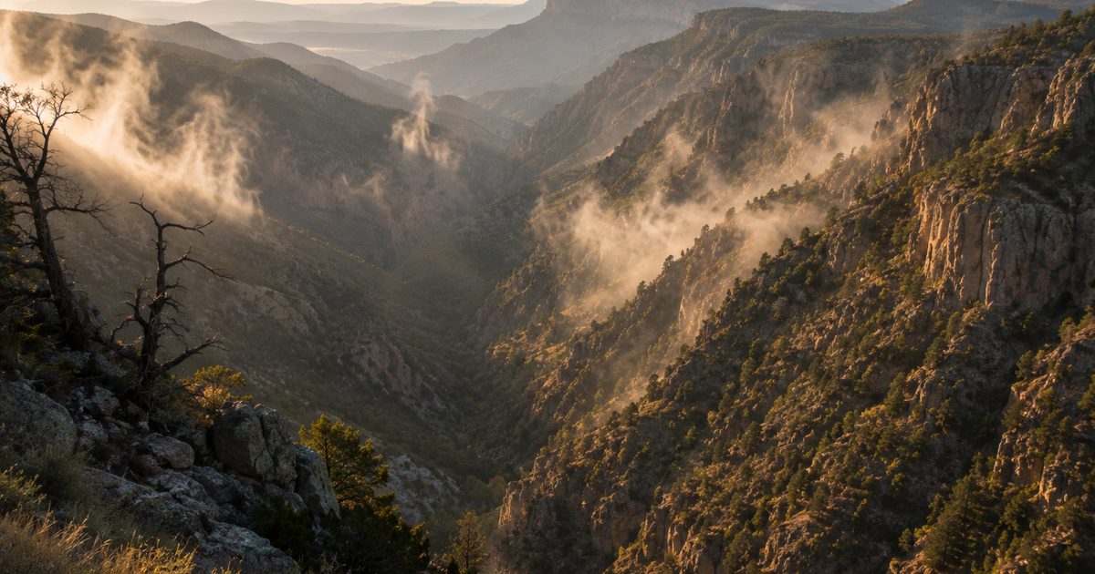 Mountain terrain with thermals rising off canyon walls in western deer hunting country